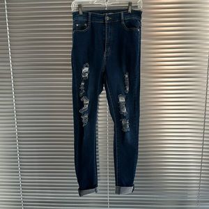Blue ripped design jeans